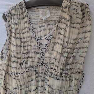 Women's Cream and Black Script Print Maxi Dress